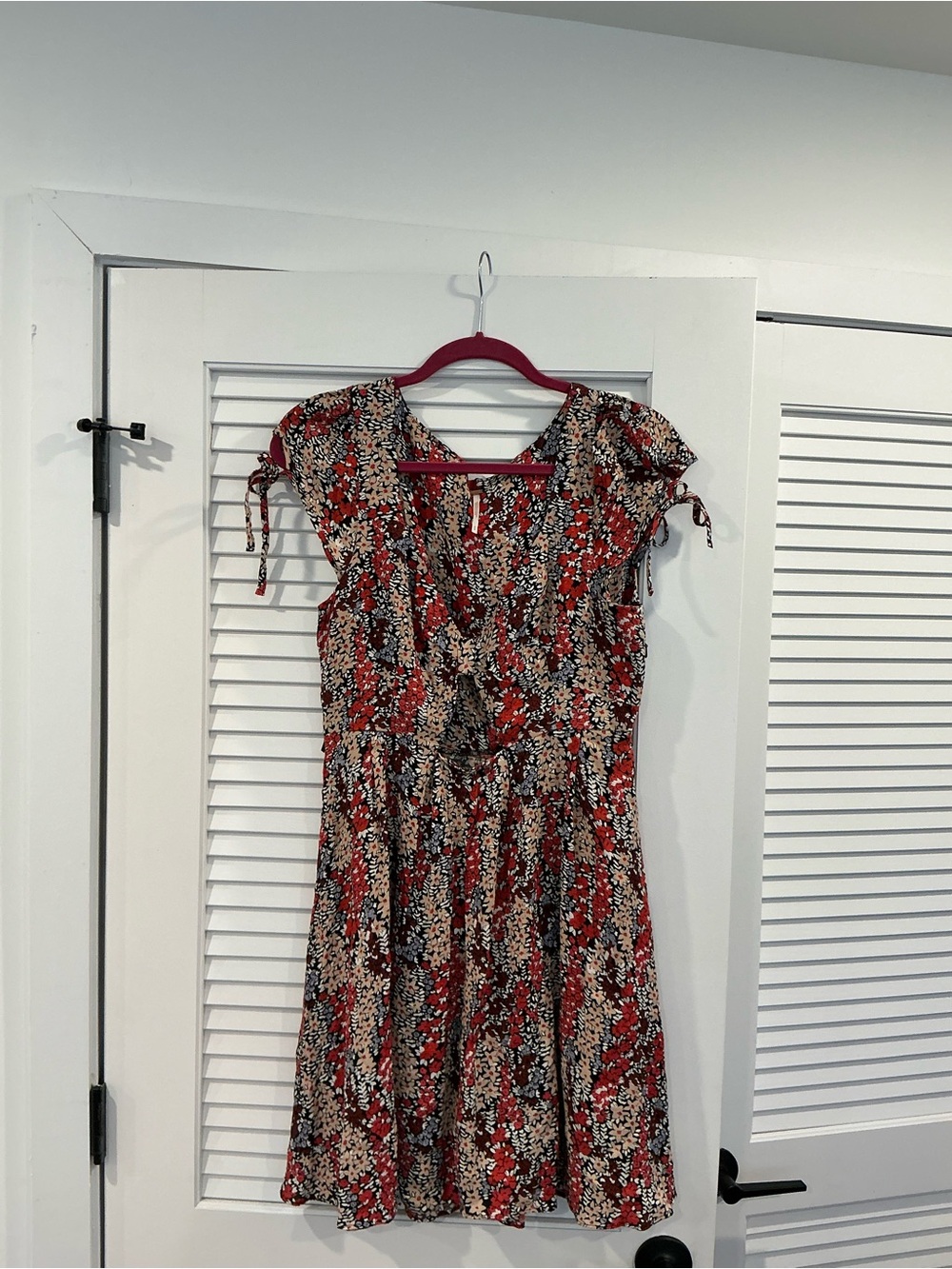 Free People Red Floral Mini Dress cottagecore boho hippie festival medium classy